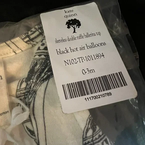 NWT Kate Quinn Hot Air Balloon Sleeveless Double Ruffle Ballerina Top 0-3m - Picture 4 of 6